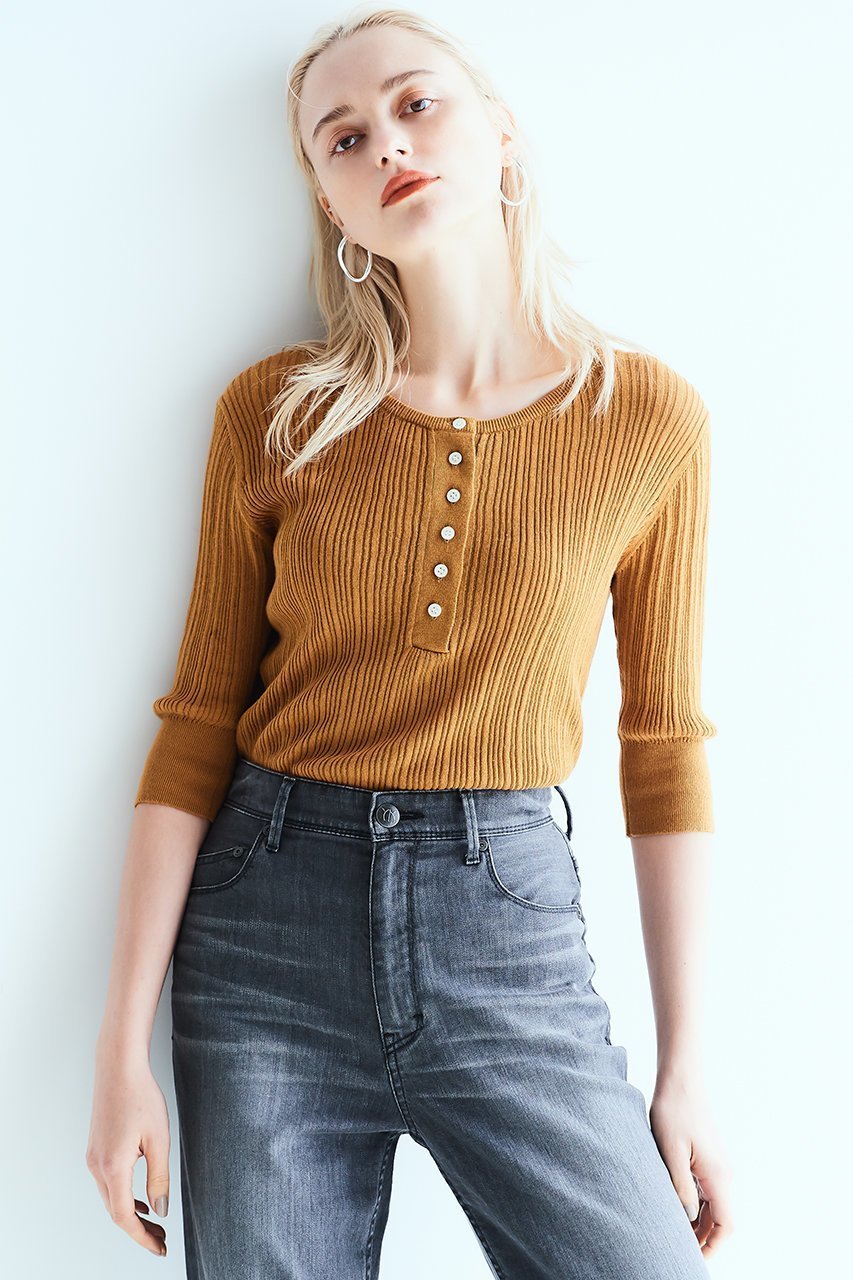 【ヤヌーク/YANUK】のヘンリーネック リブニット 人気、トレンドファッション・服の通販 founy(ファニー) ファッション Fashion レディースファッション Fashion for Women トップス・カットソー Cut & Sew Tops ニット Knit Tops & Sweaters カジュアルプルオーバー・ニットトップス Pullovers & Knit Tops / Casual Pullovers フロント Front, Front Design リブニット Rib Knit, Ribbed Knit other-7|ID: prp329100002261923 ipo3291000000036099130