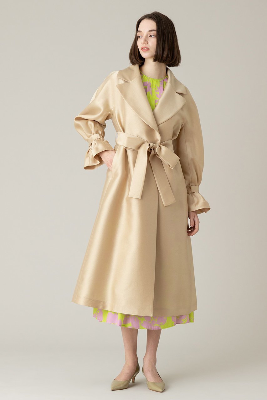 【アルアバイル/allureville】の【Loulou Willoughby】シルキーダブルクロスドレスコート 人気、トレンドファッション・服の通販 founy(ファニー) 　ファッション　Fashion　レディースファッション　Fashion for Women　アウター　Coat / Outerwear Collection　コート・ロングコート・ピーコート　Long Coats, Peacoats & More　ワンピース　Dresses　フォーマル・パーティードレス・結婚式用ドレス　Elegant & Casual Dresses　カフス　Cuff Design　チャーム　Charm, Pendant　パール　Pearl, Pearl Accent　モチーフ　Motif, Design Theme　ロング　Long, Long-Length　エレガント 上品　Elegant　other-8|ID: prp329100002286579 ipo3291000000032950069