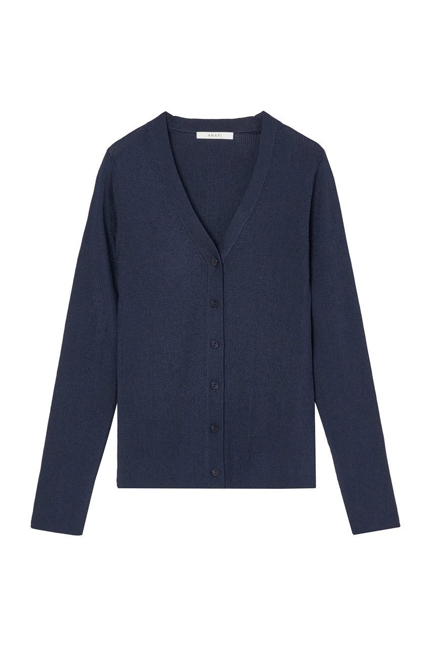 【アナイ/ANAYI】のアセテートポリエステルVネック カーディガン インテリア・キッズ・メンズ・レディースファッション・服の通販 founy(ファニー) 　ファッション　Fashion　レディースファッション　Fashion for Women　トップス・カットソー　Cut & Sew Tops　ニット　Knit Tops & Sweaters　カーディガン・羽織り　Layered Style Cardigans　Vネックトップス　V-Neck Tops / V-Cut Neckline Shirts　アンサンブル　Ensemble Set　カーディガン　Cardigan, Knitwear　スクエア　Square, Square Shape　スマート　Smart, Elegant　ミラノリブ　Milano Rib, Milano Stitch　人気　Popular, Best Seller　定番　Standard, Basic Item　ネイビー|ID: prp329100002288313 ipo3291000000035830637