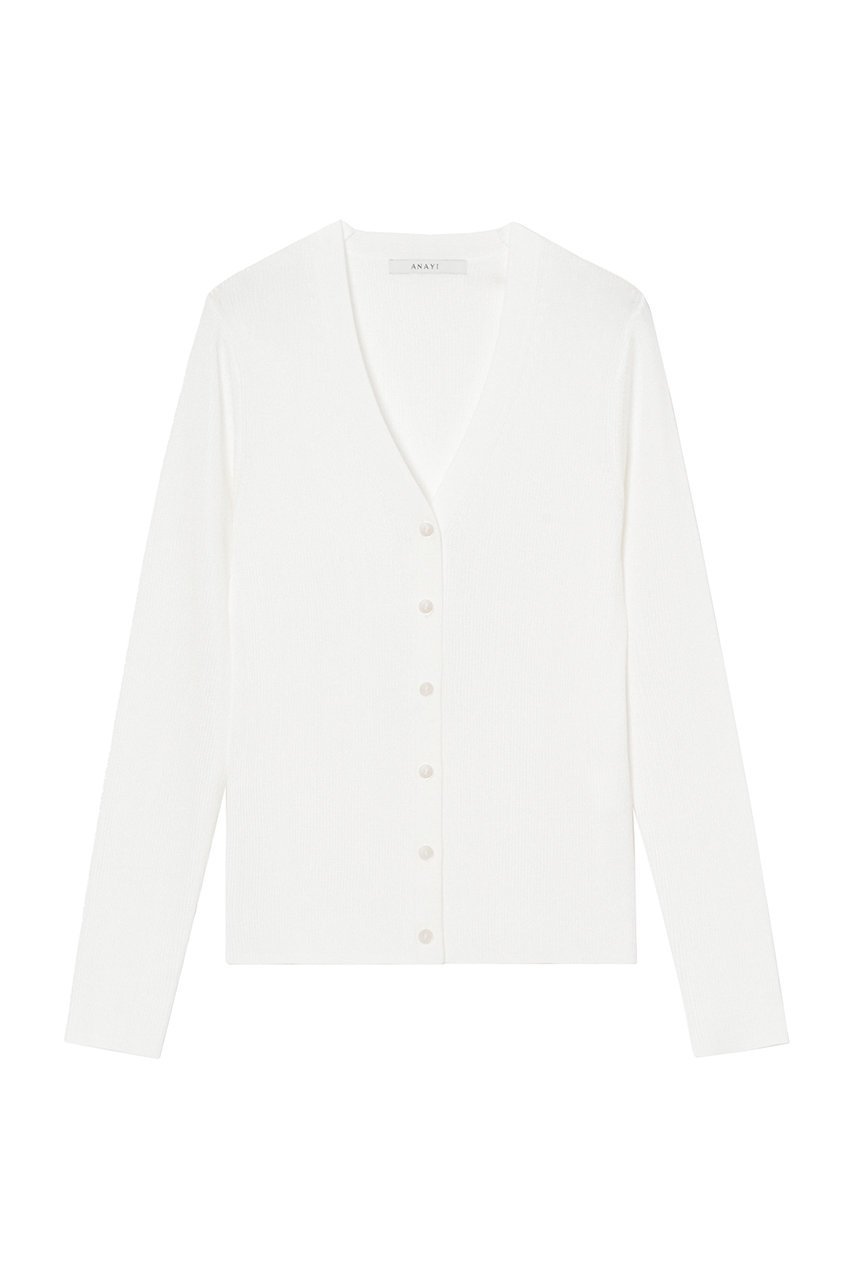 【アナイ/ANAYI】のアセテートポリエステルVネック カーディガン 人気、トレンドファッション・服の通販 founy(ファニー) 　ファッション　Fashion　レディースファッション　Fashion for Women　トップス・カットソー　Cut & Sew Tops　ニット　Knit Tops & Sweaters　カーディガン・羽織り　Layered Style Cardigans　Vネックトップス　V-Neck Tops / V-Cut Neckline Shirts　アンサンブル　Ensemble Set　カーディガン　Cardigan, Knitwear　スクエア　Square, Square Shape　スマート　Smart, Elegant　ミラノリブ　Milano Rib, Milano Stitch　人気　Popular, Best Seller　定番　Standard, Basic Item　 other-1|ID: prp329100002288313 ipo3291000000036655945