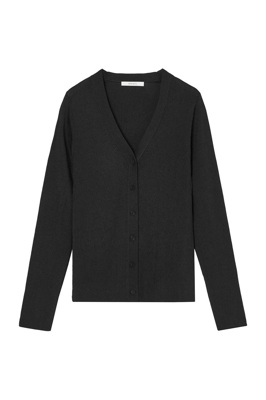 【アナイ/ANAYI】のアセテートポリエステルVネック カーディガン インテリア・キッズ・メンズ・レディースファッション・服の通販 founy(ファニー) 　ファッション　Fashion　レディースファッション　Fashion for Women　トップス・カットソー　Cut & Sew Tops　ニット　Knit Tops & Sweaters　カーディガン・羽織り　Layered Style Cardigans　Vネックトップス　V-Neck Tops / V-Cut Neckline Shirts　アンサンブル　Ensemble Set　カーディガン　Cardigan, Knitwear　スクエア　Square, Square Shape　スマート　Smart, Elegant　ミラノリブ　Milano Rib, Milano Stitch　人気　Popular, Best Seller　定番　Standard, Basic Item　ブラック|ID: prp329100002288313 ipo3291000000036655948