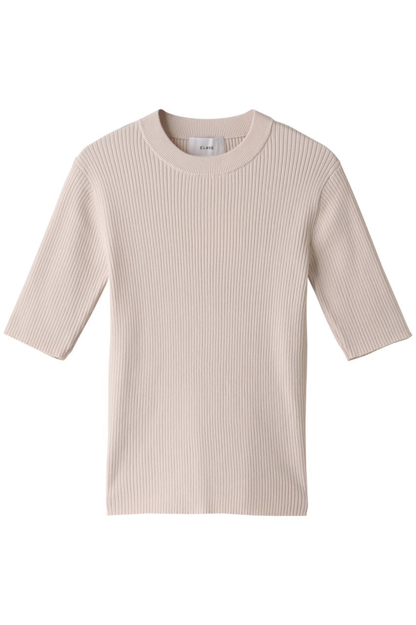 【クラネ/CLANE】のH/N RIB KNIT TOPS / ニット/セーター インテリア・キッズ・メンズ・レディースファッション・服の通販 founy(ファニー) 　ファッション　Fashion　レディースファッション　Fashion for Women　トップス・カットソー　Cut & Sew Tops　ニット　Knit Tops & Sweaters　カジュアルプルオーバー・ニットトップス　Pullovers & Knit Tops / Casual Pullovers　シンプル　Simple, Minimal　セーター　Sweater, Knitwear　フィット　Fit, Slim Fit　リブニット　Rib Knit, Ribbed Knit　半袖　Short Sleeve, Half Sleeve　夏　Summer　春　Spring　S/S・春夏　SS, Spring/Summer, Warm Season　IVORY|ID: prp329100002307367 ipo3291000000036500064