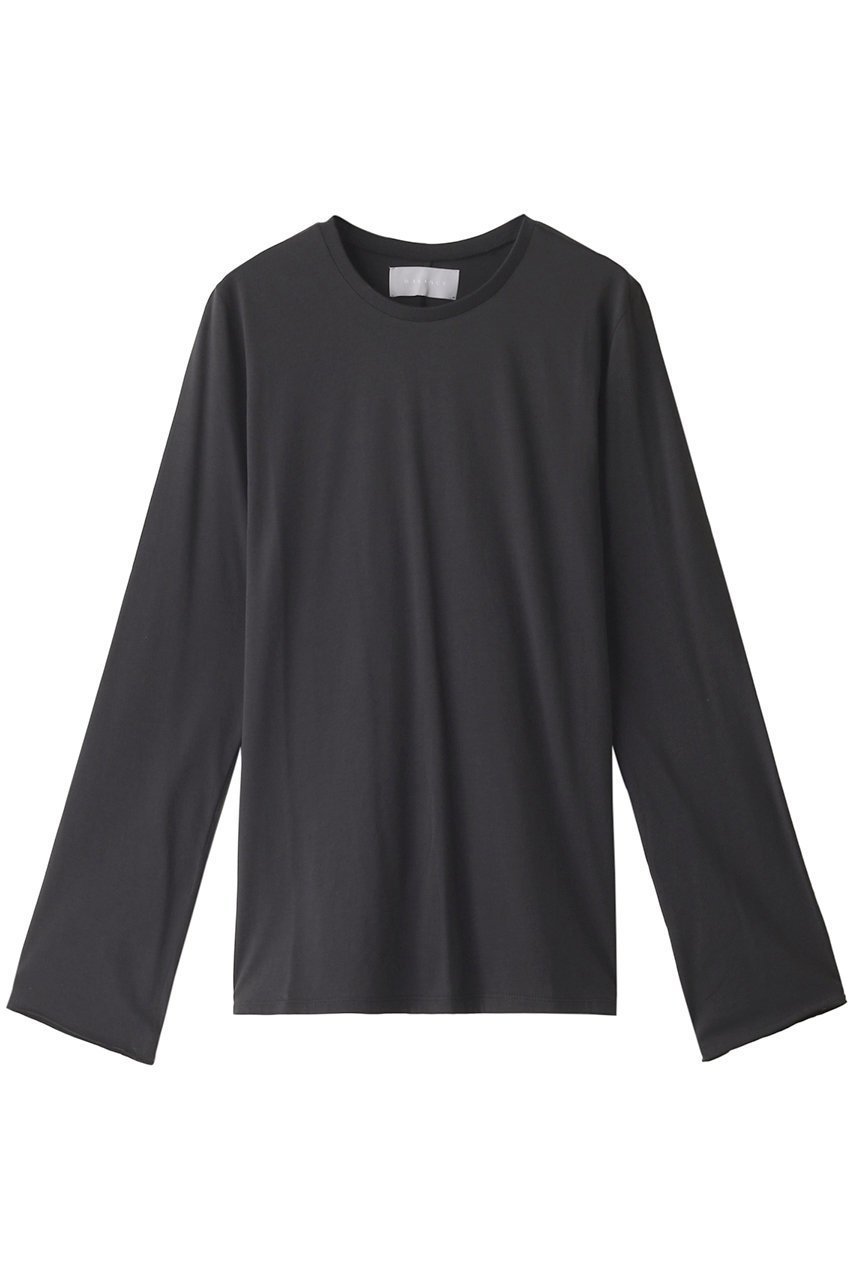 【マリリンムーン/MARILYN MOON】の【WALANCE】オーガニックコットンジャージートップ インテリア・キッズ・メンズ・レディースファッション・服の通販 founy(ファニー) 　ファッション　Fashion　レディースファッション　Fashion for Women　トップス・カットソー　Cut & Sew Tops　シャツ・ブラウス・オフィスカジュアル　Elegant Blouses & Button-Ups　ロングTシャツ・Tシャツ　Longline T-Shirts & Tees　カットソー・ベーシックTシャツ　Cut-and-Sewn Tops / Stretch Tees & Basics　オーガニック　Organic Cotton　シンプル　Simple, Minimal　スリーブ　Sleeve, Long Sleeve / Short Sleeve　ロング　Long, Long-Length　長袖　Long Sleeve, Full Sleeve　シルバーブラック|ID: prp329100002324348 ipo3291000000035420537