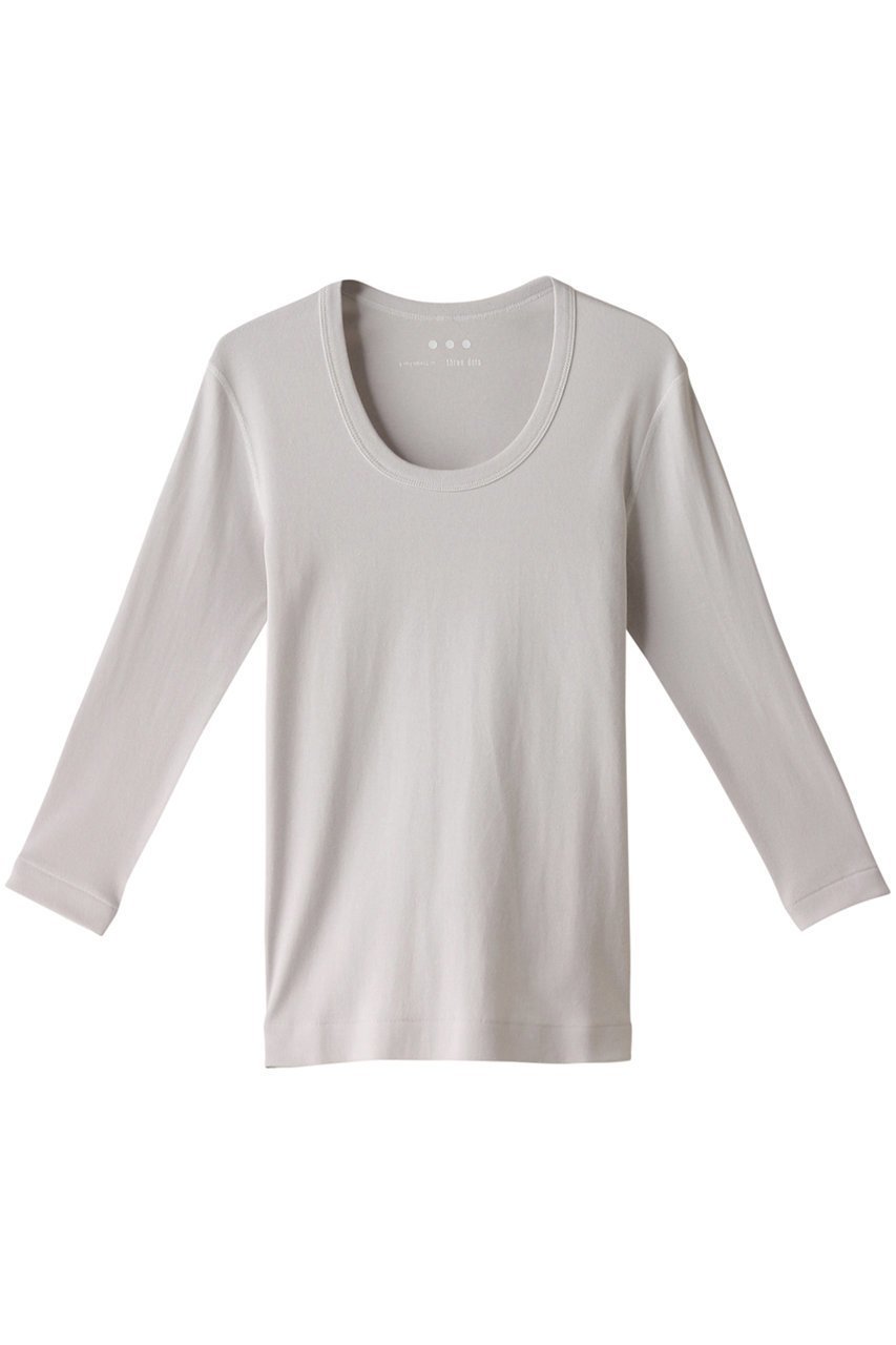 【スリー ドッツ/three dots】のオーガニックコットン 七分袖ジェシカ インテリア・キッズ・メンズ・レディースファッション・服の通販 founy(ファニー) 　ファッション　Fashion　レディースファッション　Fashion for Women　トップス・カットソー　Cut & Sew Tops　シャツ・ブラウス・オフィスカジュアル　Elegant Blouses & Button-Ups　ロングTシャツ・Tシャツ　Longline T-Shirts & Tees　カットソー・ベーシックTシャツ　Cut-and-Sewn Tops / Stretch Tees & Basics　インナー　Innerwear　ショート　Short, Short Length　シンプル　Simple, Minimal　スリーブ　Sleeve, Long Sleeve / Short Sleeve　定番　Standard, Basic Item　無地　Plain, Solid Color　アイスグレー|ID: prp329100002348063 ipo3291000000036715169