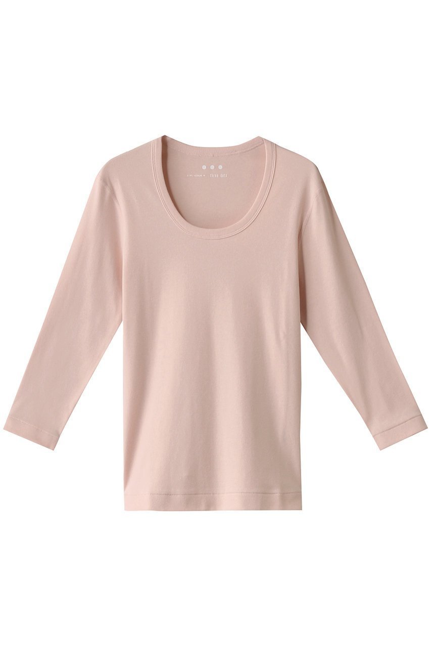 【スリー ドッツ/three dots】のオーガニックコットン 七分袖ジェシカ インテリア・キッズ・メンズ・レディースファッション・服の通販 founy(ファニー) 　ファッション　Fashion　レディースファッション　Fashion for Women　トップス・カットソー　Cut & Sew Tops　シャツ・ブラウス・オフィスカジュアル　Elegant Blouses & Button-Ups　ロングTシャツ・Tシャツ　Longline T-Shirts & Tees　カットソー・ベーシックTシャツ　Cut-and-Sewn Tops / Stretch Tees & Basics　インナー　Innerwear　ショート　Short, Short Length　シンプル　Simple, Minimal　スリーブ　Sleeve, Long Sleeve / Short Sleeve　定番　Standard, Basic Item　無地　Plain, Solid Color　クリームピンク|ID: prp329100002348063 ipo3291000000036715172