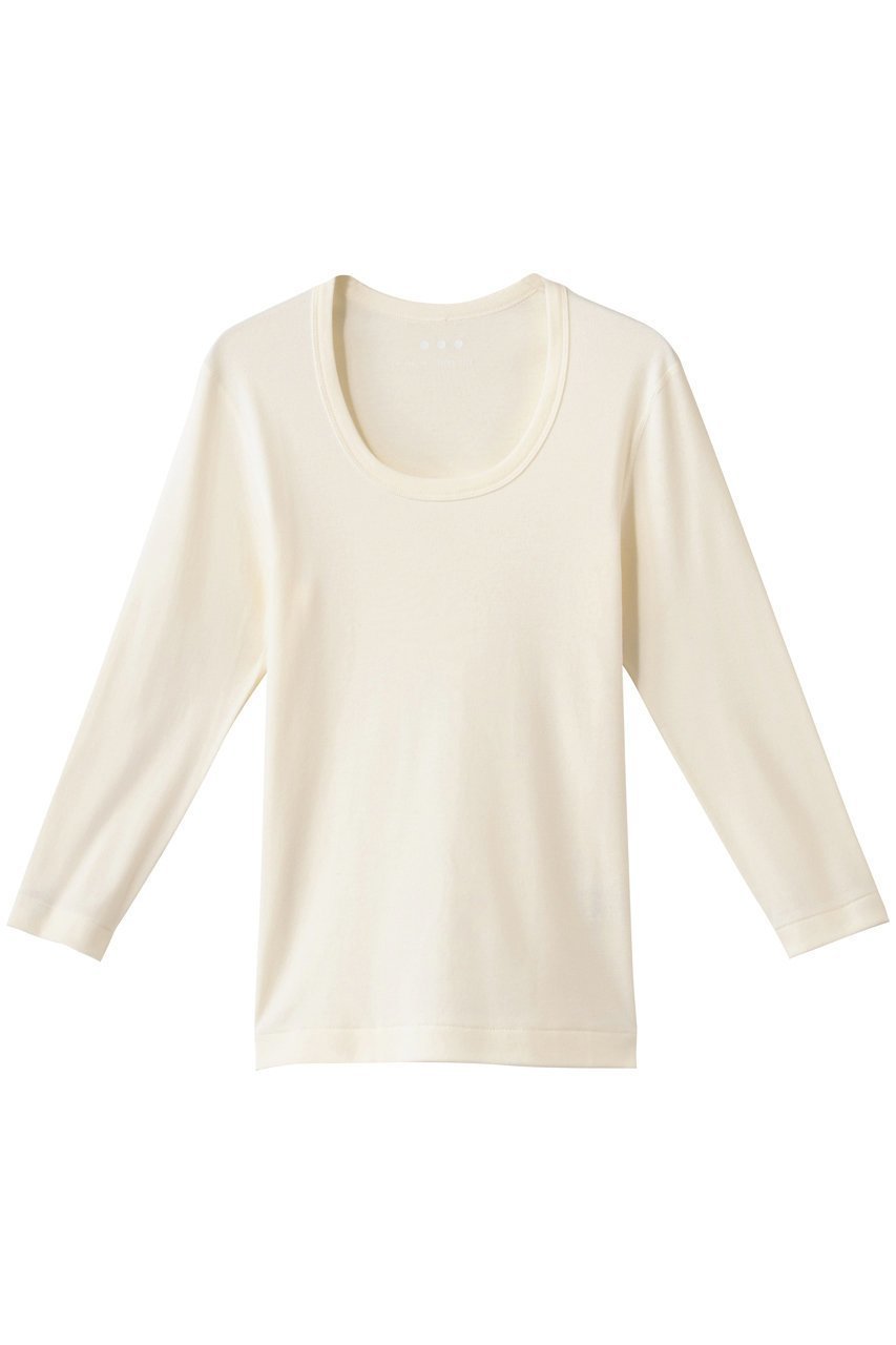 【スリー ドッツ/three dots】のオーガニックコットン 七分袖ジェシカ インテリア・キッズ・メンズ・レディースファッション・服の通販 founy(ファニー) 　ファッション　Fashion　レディースファッション　Fashion for Women　トップス・カットソー　Cut & Sew Tops　シャツ・ブラウス・オフィスカジュアル　Elegant Blouses & Button-Ups　ロングTシャツ・Tシャツ　Longline T-Shirts & Tees　カットソー・ベーシックTシャツ　Cut-and-Sewn Tops / Stretch Tees & Basics　インナー　Innerwear　ショート　Short, Short Length　シンプル　Simple, Minimal　スリーブ　Sleeve, Long Sleeve / Short Sleeve　定番　Standard, Basic Item　無地　Plain, Solid Color　エクリュ|ID: prp329100002348063 ipo3291000000036715175