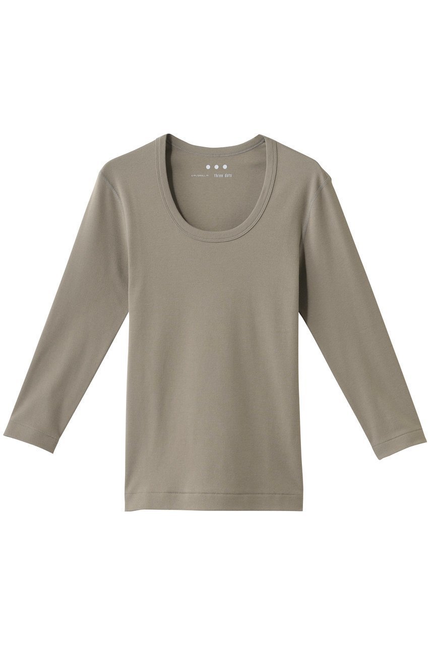 【スリー ドッツ/three dots】のオーガニックコットン 七分袖ジェシカ インテリア・キッズ・メンズ・レディースファッション・服の通販 founy(ファニー) 　ファッション　Fashion　レディースファッション　Fashion for Women　トップス・カットソー　Cut & Sew Tops　シャツ・ブラウス・オフィスカジュアル　Elegant Blouses & Button-Ups　ロングTシャツ・Tシャツ　Longline T-Shirts & Tees　カットソー・ベーシックTシャツ　Cut-and-Sewn Tops / Stretch Tees & Basics　インナー　Innerwear　ショート　Short, Short Length　シンプル　Simple, Minimal　スリーブ　Sleeve, Long Sleeve / Short Sleeve　定番　Standard, Basic Item　無地　Plain, Solid Color　コブルストーン|ID: prp329100002348063 ipo3291000000036715176
