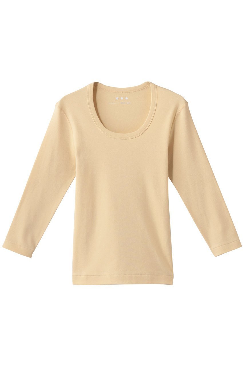 【スリー ドッツ/three dots】のオーガニックコットン 七分袖ジェシカ インテリア・キッズ・メンズ・レディースファッション・服の通販 founy(ファニー) 　ファッション　Fashion　レディースファッション　Fashion for Women　トップス・カットソー　Cut & Sew Tops　シャツ・ブラウス・オフィスカジュアル　Elegant Blouses & Button-Ups　ロングTシャツ・Tシャツ　Longline T-Shirts & Tees　カットソー・ベーシックTシャツ　Cut-and-Sewn Tops / Stretch Tees & Basics　インナー　Innerwear　ショート　Short, Short Length　シンプル　Simple, Minimal　スリーブ　Sleeve, Long Sleeve / Short Sleeve　定番　Standard, Basic Item　無地　Plain, Solid Color　バタークリーム|ID: prp329100002348063 ipo3291000000036715177