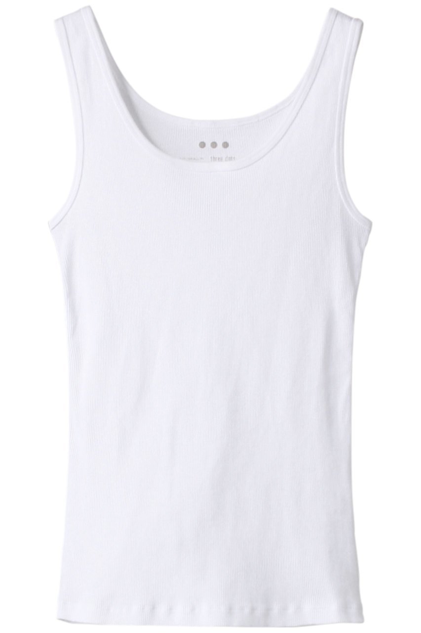 【スリー ドッツ/three dots】のコットン リブタンクトップ インテリア・キッズ・メンズ・レディースファッション・服の通販 founy(ファウニー) 　ファッション　Fashion　レディースファッション　Fashion for Women　トップス・カットソー　Cut & Sew Tops　キャミソール&ノースリーブ　Camisoles & Sleeveless Tops　シャツ・ブラウス・オフィスカジュアル　Elegant Blouses & Button-Ups　ロングTシャツ・Tシャツ　Longline T-Shirts & Tees　カットソー・ベーシックTシャツ　Cut-and-Sewn Tops / Stretch Tees & Basics　インナー　Innerwear　キャミソール　Camisole, Spaghetti Strap Top　シンプル　Simple, Minimal　タンク　Tank Top, Sleeveless Top　ベーシック　Basic, Essential　夏　Summer　春　Spring　S/S・春夏　SS, Spring/Summer, Warm Season　ホワイト|ID: prp329100002363554 ipo3291000000036973852