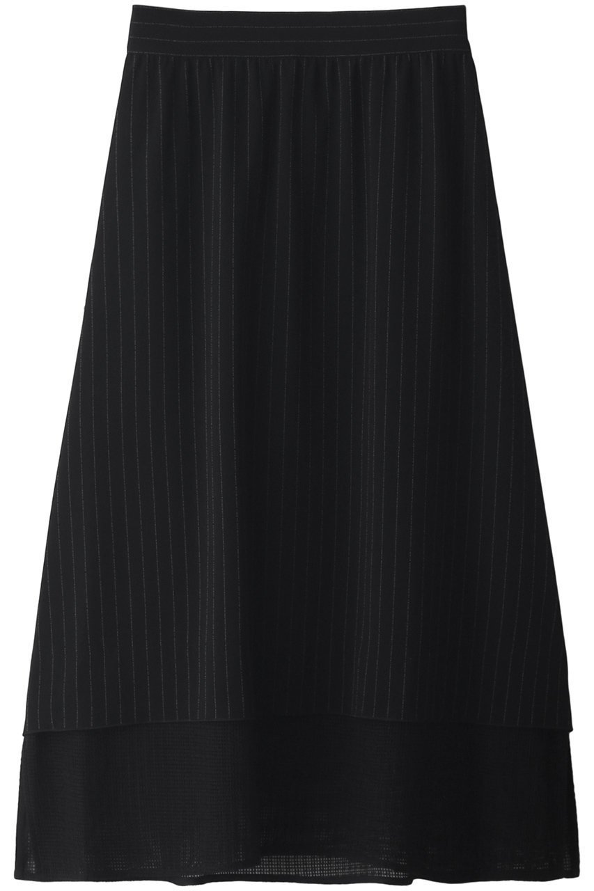 【アドーア/ADORE】のバックサテンストライプメッシュヘムスカート インテリア・キッズ・メンズ・レディースファッション・服の通販 founy(ファニー) 　ファッション　Fashion　レディースファッション　WOMEN　スカート　Skirt　バッグ　Bag　ストライプ　Stripe　セットアップ　Set Up　ドレープ　Drape　フェミニン　Feminine　フレア　Flare　メッシュ　Mesh　ブラック|ID: prp329100002445011 ipo3291000000020681565