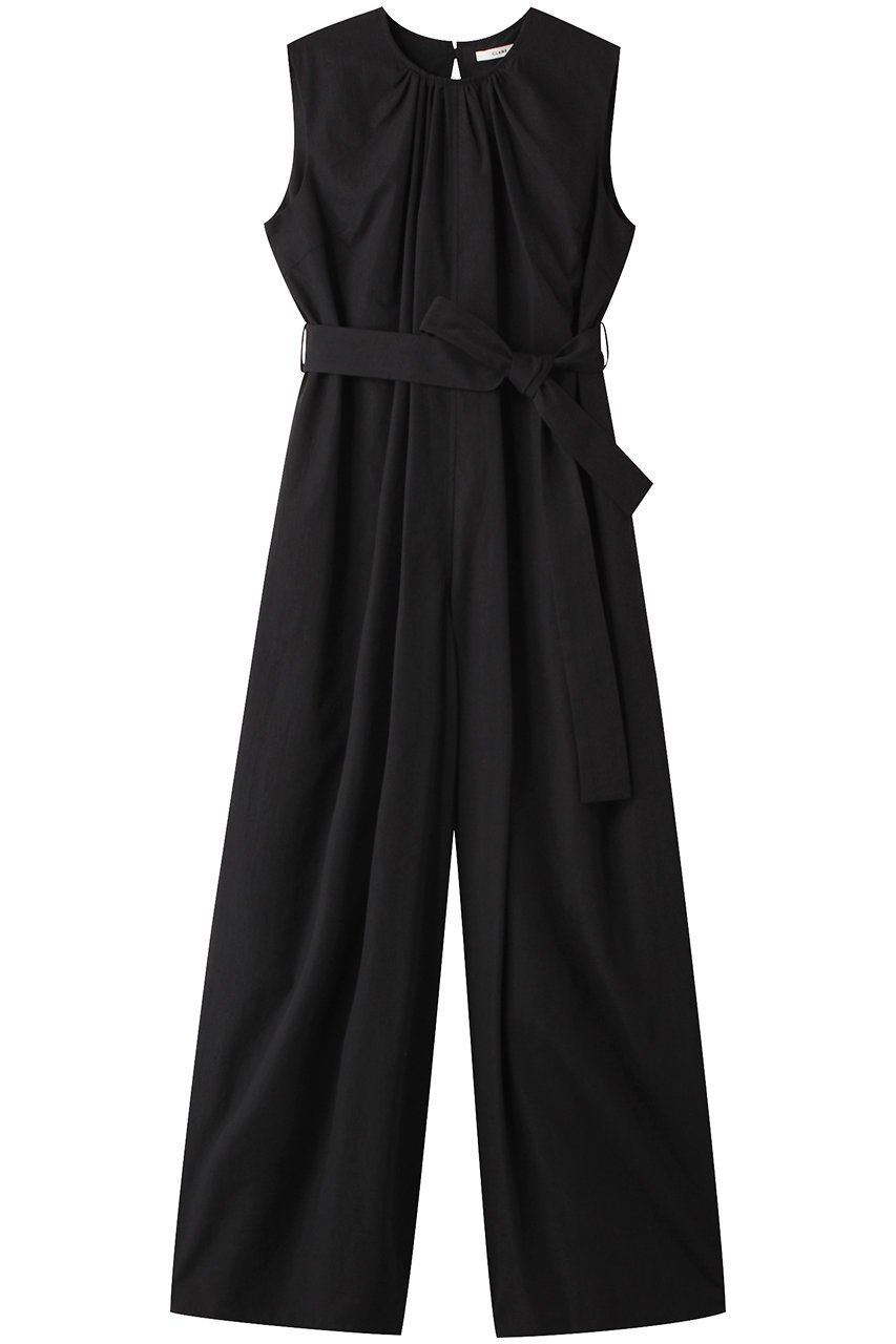 【クラネ/CLANE】のWIDE BOTTOM ALL IN ONE オールインワン インテリア・キッズ・メンズ・レディースファッション・服の通販 founy(ファウニー) 　ファッション　Fashion　レディースファッション　Fashion for Women　パンツ　Pants & Trousers　ギャザー　Gathered, Ruffled　スリット　Slit, Slit Detail　ノースリーブ　Sleeveless, No-Sleeve　リボン　Ribbon, Bow　ブラック|ID: prp329100002540628 ipo3291000000036751979