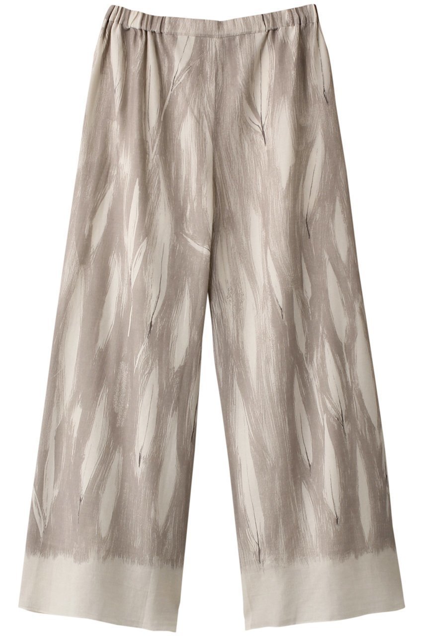 【プリスティン/PRISTINE】の笹の葉プリントパンツ インテリア・キッズ・メンズ・レディースファッション・服の通販 founy(ファニー) 　ファッション　Fashion　レディースファッション　Fashion for Women　パンツ　Pants & Trousers　ギャザー　Gathered, Ruffled　サマー　Summer, Summer Style　プリント　Print, Printed Pattern　リラックス　Relax, Relaxed Fit　夏　Summer　グレー|ID: prp329100002545046 ipo3291000000035422951