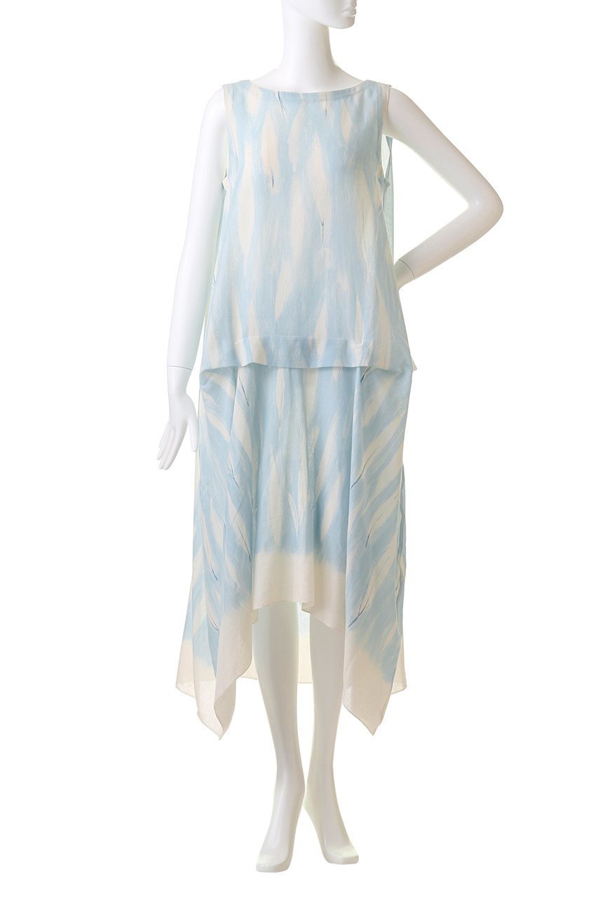 【プリスティン/PRISTINE】の笹の葉プリントタックOP 人気、トレンドファッション・服の通販 founy(ファニー) 　ファッション　Fashion　レディースファッション　Fashion for Women　ワンピース　Dresses　チュニック　Tunic Tops & Dresses　カッティング　Cutting Detail　サマー　Summer, Summer Style　チュニック　Tunic, Long Top　ドレープ　Drape, Draping Fabric　プリント　Print, Printed Pattern　ヘムライン　Hemline, Bottom Cut　夏　Summer　other-2|ID: prp329100002545048 ipo3291000000032903919