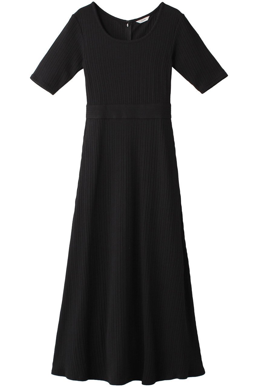 【クラネ/CLANE】のRIB CIRCULAR ONE PIECE シャツワンピース インテリア・キッズ・メンズ・レディースファッション・服の通販 founy(ファニー) 　ファッション　Fashion　レディースファッション　Fashion for Women　ワンピース　Dresses　シャツワンピース / 1枚で着映えコーデ　Shirt Dresses　チュニック　Tunic Tops & Dresses　スクエア　Square, Square Shape　チュニック　Tunic, Long Top　デコルテ　Décolleté, Neckline　ロング　Long, Long-Length　ブラック|ID: prp329100002556408 ipo3291000000032903937
