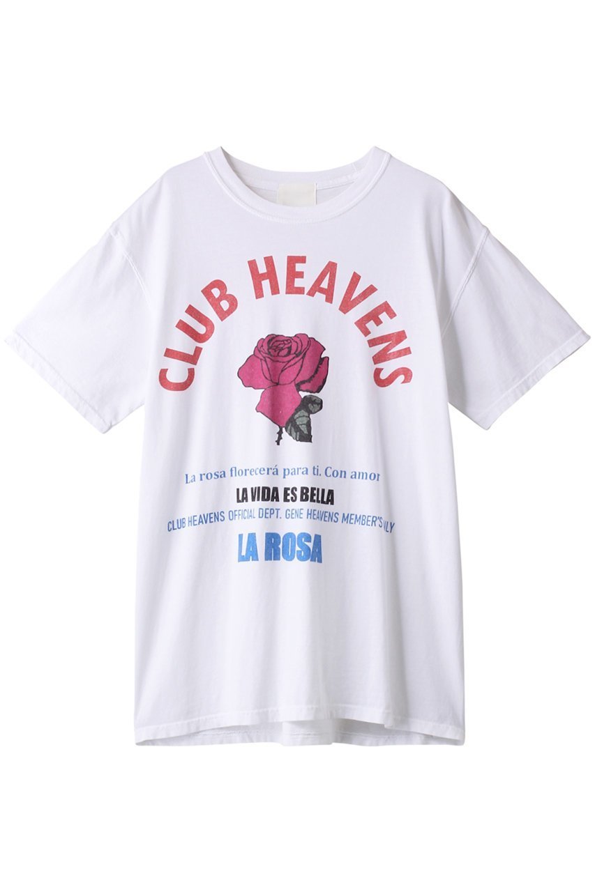 【ローズバッド/ROSE BUD】の【GENE HEAVENS】クラブヘヴンズTシャツ インテリア・キッズ・メンズ・レディースファッション・服の通販 founy(ファニー) 　ファッション　Fashion　レディースファッション　WOMEN　トップス・カットソー　Tops/Tshirt　シャツ/ブラウス　Shirts/Blouses　ロング / Tシャツ　T-Shirts　カットソー　Cut and Sewn　なめらか　Smooth　ショート　Short　スリーブ　Sleeve　フロント　Front　プリント　Print　ホワイト|ID: prp329100002556410 ipo3291000000020667796