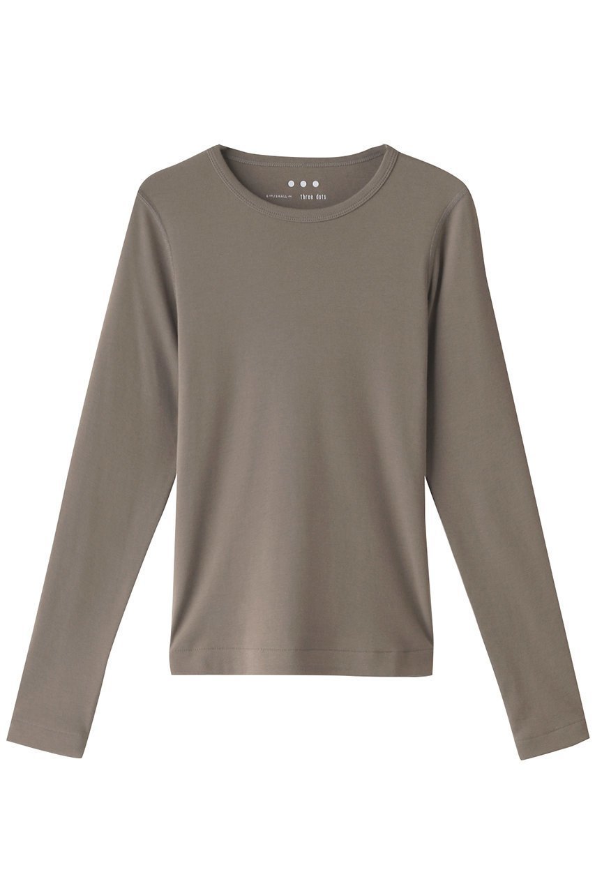 【スリー ドッツ/three dots】のオーガニックコットンロングスリーブ/アレックス インテリア・キッズ・メンズ・レディースファッション・服の通販 founy(ファニー) 　ファッション　Fashion　レディースファッション　Fashion for Women　トップス・カットソー　Cut & Sew Tops　シャツ・ブラウス・オフィスカジュアル　Elegant Blouses & Button-Ups　ロングTシャツ・Tシャツ　Longline T-Shirts & Tees　カットソー・ベーシックTシャツ　Cut-and-Sewn Tops / Stretch Tees & Basics　インナー　Innerwear　シンプル　Simple, Minimal　スリーブ　Sleeve, Long Sleeve / Short Sleeve　フィット　Fit, Slim Fit　ロング　Long, Long-Length　長袖　Long Sleeve, Full Sleeve　ブラウン|ID: prp329100002600699 ipo3291000000032891693