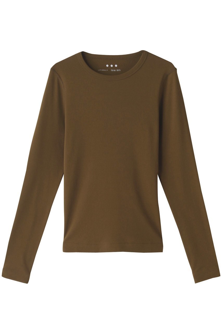 【スリー ドッツ/three dots】のオーガニックコットンロングスリーブ/アレックス インテリア・キッズ・メンズ・レディースファッション・服の通販 founy(ファニー) 　ファッション　Fashion　レディースファッション　Fashion for Women　トップス・カットソー　Cut & Sew Tops　シャツ・ブラウス・オフィスカジュアル　Elegant Blouses & Button-Ups　ロングTシャツ・Tシャツ　Longline T-Shirts & Tees　カットソー・ベーシックTシャツ　Cut-and-Sewn Tops / Stretch Tees & Basics　インナー　Innerwear　シンプル　Simple, Minimal　スリーブ　Sleeve, Long Sleeve / Short Sleeve　フィット　Fit, Slim Fit　ロング　Long, Long-Length　長袖　Long Sleeve, Full Sleeve　オリーブ|ID: prp329100002600699 ipo3291000000032891699