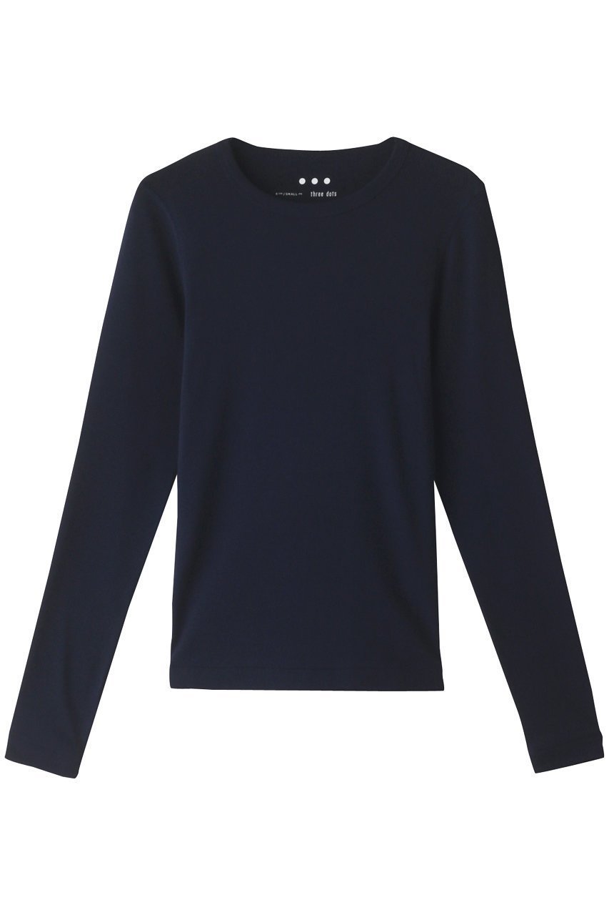 【スリー ドッツ/three dots】のオーガニックコットンロングスリーブ/アレックス インテリア・キッズ・メンズ・レディースファッション・服の通販 founy(ファニー) 　ファッション　Fashion　レディースファッション　Fashion for Women　トップス・カットソー　Cut & Sew Tops　シャツ・ブラウス・オフィスカジュアル　Elegant Blouses & Button-Ups　ロングTシャツ・Tシャツ　Longline T-Shirts & Tees　カットソー・ベーシックTシャツ　Cut-and-Sewn Tops / Stretch Tees & Basics　インナー　Innerwear　シンプル　Simple, Minimal　スリーブ　Sleeve, Long Sleeve / Short Sleeve　フィット　Fit, Slim Fit　ロング　Long, Long-Length　長袖　Long Sleeve, Full Sleeve　ネイビー|ID: prp329100002600699 ipo3291000000032891706