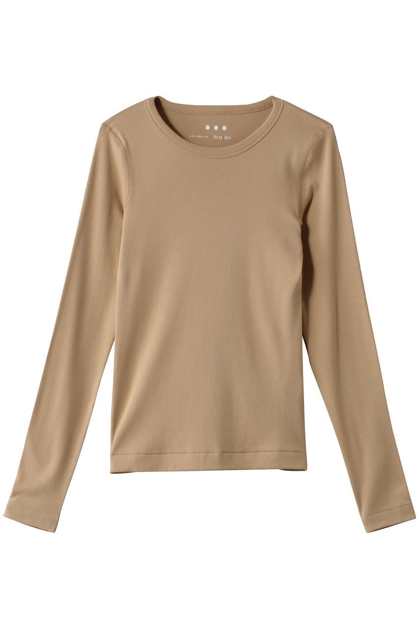 【スリー ドッツ/three dots】のオーガニックコットンロングスリーブ/アレックス インテリア・キッズ・メンズ・レディースファッション・服の通販 founy(ファニー) 　ファッション　Fashion　レディースファッション　Fashion for Women　トップス・カットソー　Cut & Sew Tops　シャツ・ブラウス・オフィスカジュアル　Elegant Blouses & Button-Ups　ロングTシャツ・Tシャツ　Longline T-Shirts & Tees　カットソー・ベーシックTシャツ　Cut-and-Sewn Tops / Stretch Tees & Basics　インナー　Innerwear　シンプル　Simple, Minimal　スリーブ　Sleeve, Long Sleeve / Short Sleeve　フィット　Fit, Slim Fit　ロング　Long, Long-Length　長袖　Long Sleeve, Full Sleeve　ライトキャメル|ID: prp329100002600699 ipo3291000000032891710