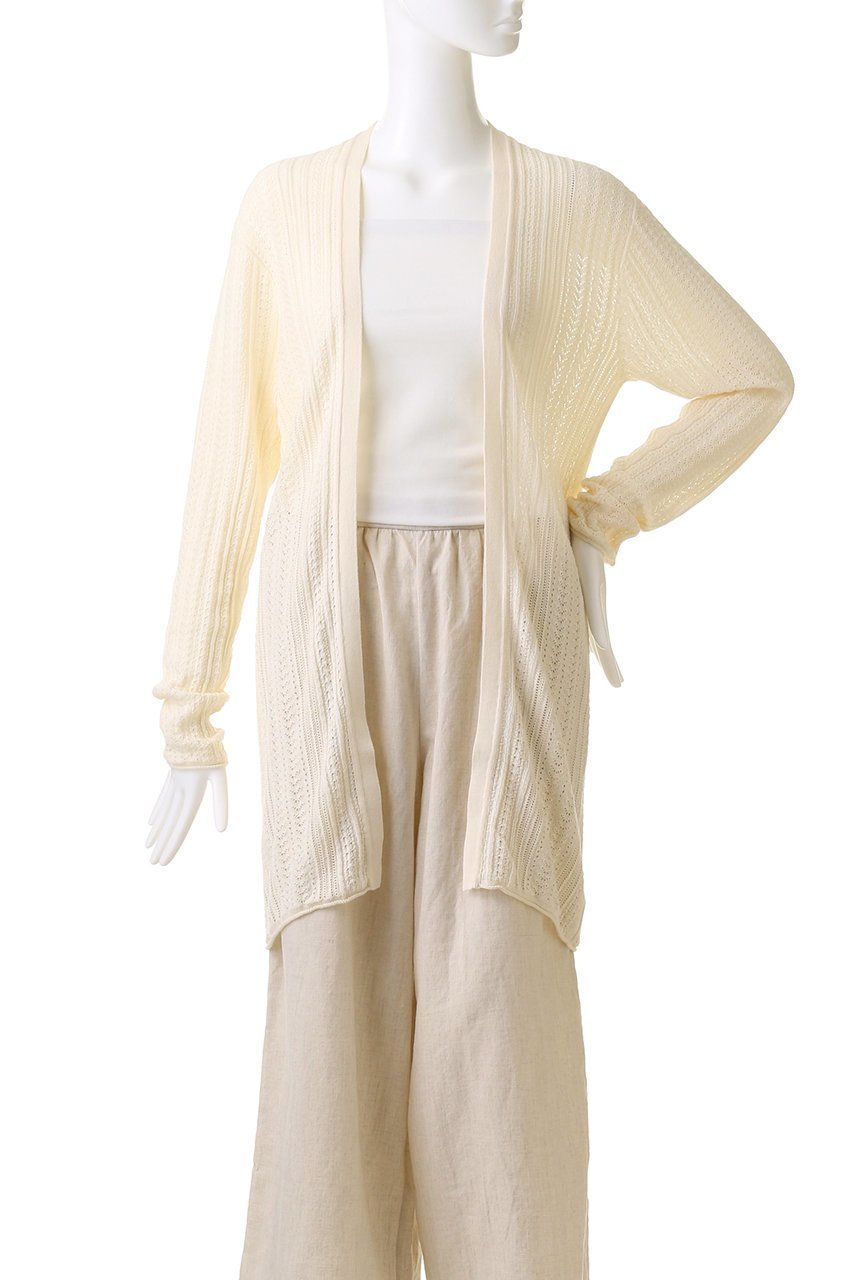 【プリスティン/PRISTINE】の和紙コットンシルク透かし編みカーデ 人気、トレンドファッション・服の通販 founy(ファニー) 　ファッション　Fashion　レディースファッション　Fashion for Women　トップス・カットソー　Cut & Sew Tops　ニット　Knit Tops & Sweaters　カーディガン・羽織り　Layered Style Cardigans　カーディガン　Cardigan, Knitwear　シルク　Silk, 100% Silk　ワンポイント　One Point, Statement Accent　エレガント 上品　Elegant　夏　Summer　秋　Autumn　透かし　Cut-Out, Lacework　other-2|ID: prp329100002628686 ipo3291000000036906669