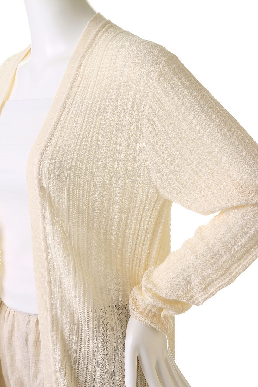 【プリスティン/PRISTINE】の和紙コットンシルク透かし編みカーデ 人気、トレンドファッション・服の通販 founy(ファニー) 　ファッション　Fashion　レディースファッション　Fashion for Women　トップス・カットソー　Cut & Sew Tops　ニット　Knit Tops & Sweaters　カーディガン・羽織り　Layered Style Cardigans　カーディガン　Cardigan, Knitwear　シルク　Silk, 100% Silk　ワンポイント　One Point, Statement Accent　エレガント 上品　Elegant　夏　Summer　秋　Autumn　透かし　Cut-Out, Lacework　other-5|ID: prp329100002628686 ipo3291000000036906672