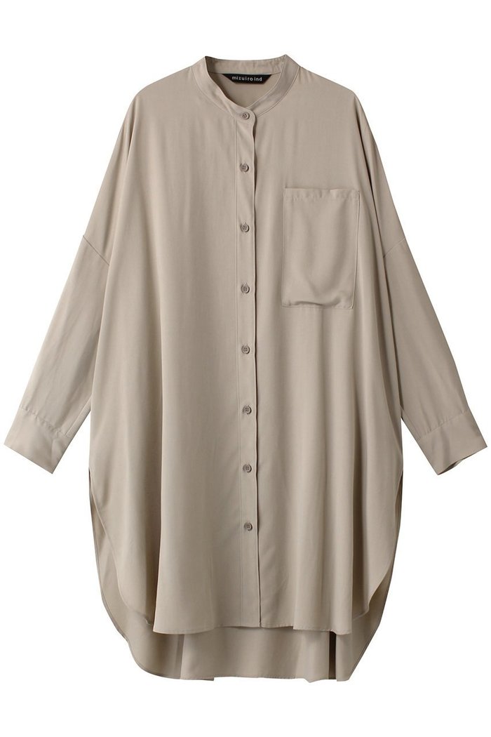 【ミズイロ インド/mizuiro ind】のR/T stand collar shirt シャツ インテリア・キッズ・メンズ・レディースファッション・服の通販 founy(ファニー) https://founy.com/ ファッション Fashion レディースファッション Fashion for Women トップス・カットソー Cut & Sew Tops シャツ・ブラウス・オフィスカジュアル Elegant Blouses & Button-Ups シンプル Simple, Minimal スリット Slit, Slit Detail スリーブ Sleeve, Long Sleeve / Short Sleeve ロング Long, Long-Length 羽織 Haori, Light Jacket |ID: prp329100002630165 ipo3291000000036726222