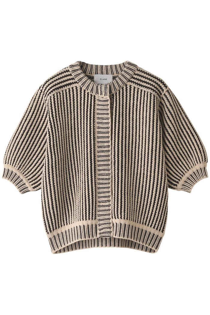 【クラネ/CLANE】のSTRIPE CABLE HALF SLEEVE CD インテリア・キッズ・メンズ・レディースファッション・服の通販 founy(ファニー) https://founy.com/ ファッション Fashion レディースファッション WOMEN トップス・カットソー Tops/Tshirt ニット Knit Tops カーディガン Cardigans カーディガン Cardigan クラシカル Classical ストライプ Stripe スリーブ Sleeve タートルネック Turtleneck |ID: prp329100002664585 ipo3291000000020658474