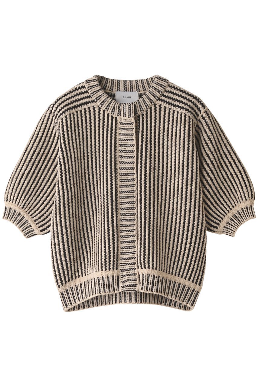 【クラネ/CLANE】のSTRIPE CABLE HALF SLEEVE CD インテリア・キッズ・メンズ・レディースファッション・服の通販 founy(ファニー) 　ファッション　Fashion　レディースファッション　Fashion for Women　トップス・カットソー　Cut & Sew Tops　ニット　Knit Tops & Sweaters　カーディガン・羽織り　Layered Style Cardigans　カーディガン　Cardigan, Knitwear　クラシカル　Classical, Vintage-Inspired　ストライプ　Stripe, Striped Pattern　スリーブ　Sleeve, Long Sleeve / Short Sleeve　タートルネック　Turtleneck, High Neck　アイボリー|ID: prp329100002664585 ipo3291000000036531387