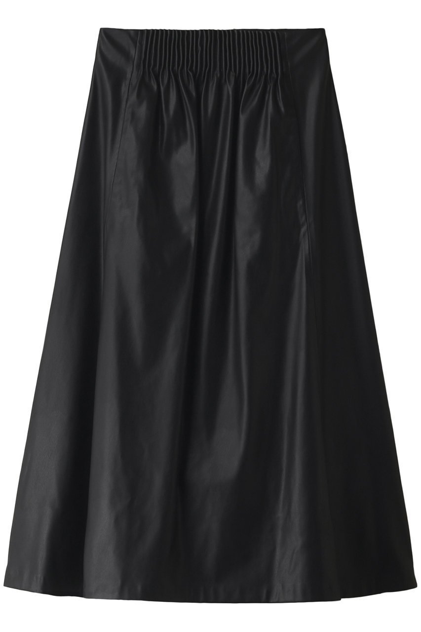 【ルームエイト/Room no.8】のフェイクレザータッキングフレアスカート インテリア・キッズ・メンズ・レディースファッション・服の通販 founy(ファニー) 　ファッション　Fashion　レディースファッション　WOMEN　スカート　Skirt　Aライン/フレアスカート　Flared A-Line Skirts　なめらか　Smooth　ギャザー　Gather　シンプル　Simple　フェイクレザー　Faux Leather　フレア　Flare　ブラック|ID: prp329100002667249 ipo3291000000020658453