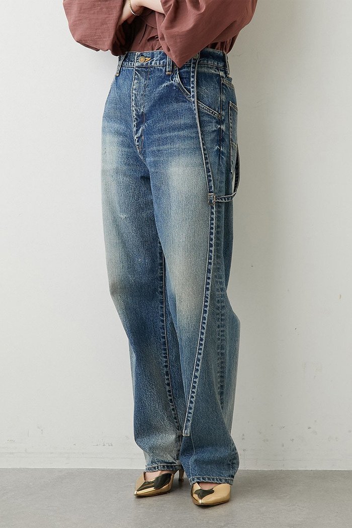 【ウィムガゼット/Whim Gazette】のサスペンダーDENIM インテリア・キッズ・メンズ・レディースファッション・服の通販 founy(ファニー) https://founy.com/ ファッション Fashion レディースファッション WOMEN パンツ Pants デニムパンツ Denim Pants アシンメトリー Asymmetry サスペンダー Suspenders シンプル Simple ストレート Straight センター Center デニム Denim ユーズド Used |ID: prp329100002721686 ipo3291000000031603222