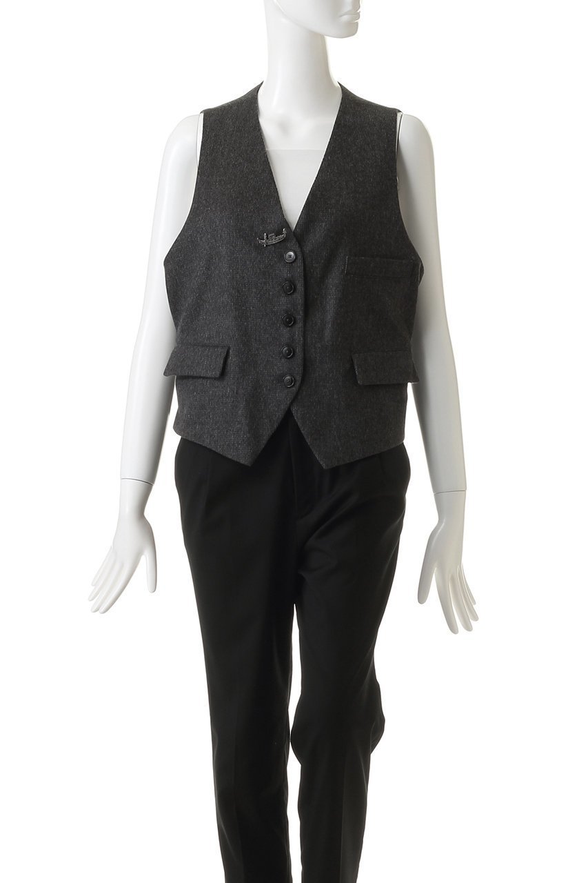 【エリオポール/heliopole】の【BARENA】GILET ROMEO-MICRO 人気、トレンドファッション・服の通販 founy(ファニー) 　ファッション　Fashion　レディースファッション　Fashion for Women　アウター　Coat / Outerwear Collection　レディースジャケット・軽アウター　Jackets　ジャケット　Jacket, Outerwear　チェック　Check, Plaid, Tartan　ブローチ　Brooch, Pin Brooch　ベスト　Vest, Waistcoat　メランジ　Melange, Mixed Yarn　リボン　Ribbon, Bow　A/W・秋冬　Autumn/Winter　other-2|ID: prp329100002731606 ipo3291000000035655408