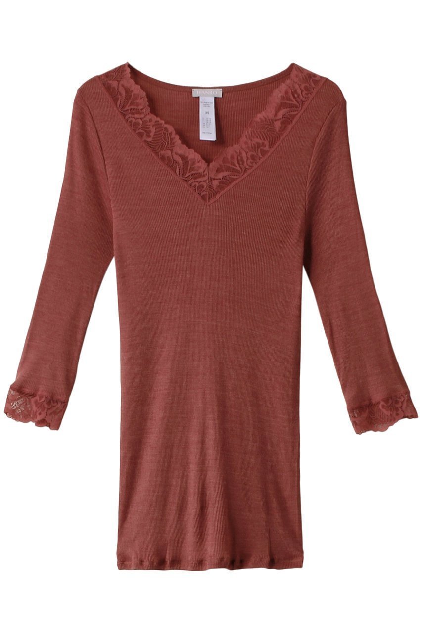 【ハンロ/HANRO】の22AW WOOLEN LACE七分袖 インテリア・キッズ・メンズ・レディースファッション・服の通販 founy(ファニー) 　ファッション　Fashion　レディースファッション　Fashion for Women　下着・ランジェリー　Lingerie & Intimates　その他ランジェリー・インナーアイテム　Other Lingerie / Intimates　2022年　2022　2022-2023秋冬・A/W　Autumn/Winter 2022–23 AW22–23　おすすめ　Recommended / Our Picks　インナー　Innerwear　シルク　Silk, 100% Silk　セットアップ　Set-Up, Coordinated Outfit　フィット　Fit, Slim Fit　ランジェリー　Lingerie, Intimate Wear　レース　Lace, Lace Fabric　A/W・秋冬　Autumn/Winter　オレンジブラウン|ID: prp329100002818041 ipo3291000000035335760