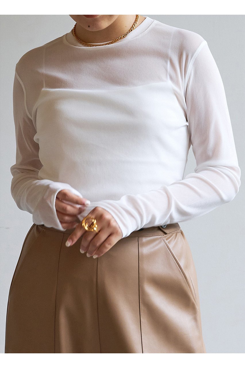 【ウィムガゼット/Whim Gazette】の【La nature linge】シアーチュールプルオーバー 人気、トレンドファッション・服の通販 founy(ファニー) 　ファッション　Fashion　レディースファッション　Fashion for Women　トップス・カットソー　Cut & Sew Tops　シャツ・ブラウス・オフィスカジュアル　Elegant Blouses & Button-Ups　ロングTシャツ・Tシャツ　Longline T-Shirts & Tees　カジュアルプルオーバー・ニットトップス　Pullovers & Knit Tops / Casual Pullovers　カットソー・ベーシックTシャツ　Cut-and-Sewn Tops / Stretch Tees & Basics　インナー　Innerwear　コンパクト　Compact, Small Size　シアー　Sheer, See-Through　ジャケット　Jacket, Outerwear　スリーブ　Sleeve, Long Sleeve / Short Sleeve　バランス　Balance, Style Balance　ロング　Long, Long-Length　エレガント 上品　Elegant　other-4|ID: prp329100002830015 ipo3291000000035829832