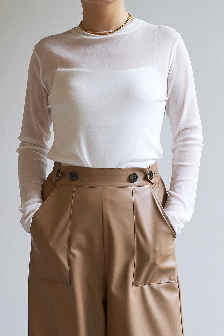 【ウィムガゼット/Whim Gazette】の【La nature linge】シアーチュールプルオーバー 人気、トレンドファッション・服の通販 founy(ファニー) 　ファッション　Fashion　レディースファッション　Fashion for Women　トップス・カットソー　Cut & Sew Tops　シャツ・ブラウス・オフィスカジュアル　Elegant Blouses & Button-Ups　ロングTシャツ・Tシャツ　Longline T-Shirts & Tees　カジュアルプルオーバー・ニットトップス　Pullovers & Knit Tops / Casual Pullovers　カットソー・ベーシックTシャツ　Cut-and-Sewn Tops / Stretch Tees & Basics　インナー　Innerwear　コンパクト　Compact, Small Size　シアー　Sheer, See-Through　ジャケット　Jacket, Outerwear　スリーブ　Sleeve, Long Sleeve / Short Sleeve　バランス　Balance, Style Balance　ロング　Long, Long-Length　エレガント 上品　Elegant　 other-1|ID: prp329100002830015 ipo3291000000036650037