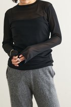 【ウィムガゼット/Whim Gazette】の【La nature linge】シアーチュールプルオーバー 人気、トレンドファッション・服の通販 founy(ファニー) ファッション Fashion レディースファッション Fashion for Women トップス・カットソー Cut & Sew Tops シャツ・ブラウス・オフィスカジュアル Elegant Blouses & Button-Ups ロングTシャツ・Tシャツ Longline T-Shirts & Tees カジュアルプルオーバー・ニットトップス Pullovers & Knit Tops / Casual Pullovers カットソー・ベーシックTシャツ Cut-and-Sewn Tops / Stretch Tees & Basics インナー Innerwear コンパクト Compact, Small Size シアー Sheer, See-Through ジャケット Jacket, Outerwear スリーブ Sleeve, Long Sleeve / Short Sleeve バランス Balance, Style Balance ロング Long, Long-Length エレガント 上品 Elegant thumbnail ブラック|ID: prp329100002830015 ipo3291000000036650039