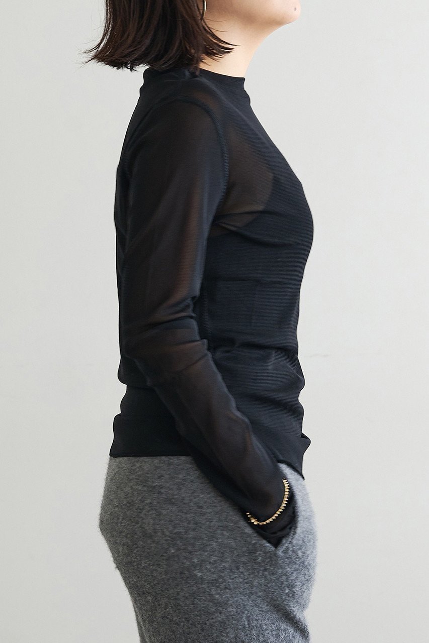 【ウィムガゼット/Whim Gazette】の【La nature linge】シアーチュールプルオーバー 人気、トレンドファッション・服の通販 founy(ファニー) 　ファッション　Fashion　レディースファッション　Fashion for Women　トップス・カットソー　Cut & Sew Tops　シャツ・ブラウス・オフィスカジュアル　Elegant Blouses & Button-Ups　ロングTシャツ・Tシャツ　Longline T-Shirts & Tees　カジュアルプルオーバー・ニットトップス　Pullovers & Knit Tops / Casual Pullovers　カットソー・ベーシックTシャツ　Cut-and-Sewn Tops / Stretch Tees & Basics　インナー　Innerwear　コンパクト　Compact, Small Size　シアー　Sheer, See-Through　ジャケット　Jacket, Outerwear　スリーブ　Sleeve, Long Sleeve / Short Sleeve　バランス　Balance, Style Balance　ロング　Long, Long-Length　エレガント 上品　Elegant　other-2|ID: prp329100002830015 ipo3291000000036650040