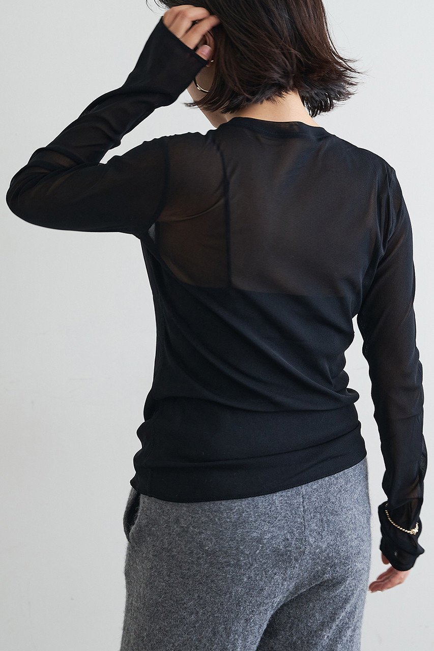 【ウィムガゼット/Whim Gazette】の【La nature linge】シアーチュールプルオーバー 人気、トレンドファッション・服の通販 founy(ファニー) 　ファッション　Fashion　レディースファッション　Fashion for Women　トップス・カットソー　Cut & Sew Tops　シャツ・ブラウス・オフィスカジュアル　Elegant Blouses & Button-Ups　ロングTシャツ・Tシャツ　Longline T-Shirts & Tees　カジュアルプルオーバー・ニットトップス　Pullovers & Knit Tops / Casual Pullovers　カットソー・ベーシックTシャツ　Cut-and-Sewn Tops / Stretch Tees & Basics　インナー　Innerwear　コンパクト　Compact, Small Size　シアー　Sheer, See-Through　ジャケット　Jacket, Outerwear　スリーブ　Sleeve, Long Sleeve / Short Sleeve　バランス　Balance, Style Balance　ロング　Long, Long-Length　エレガント 上品　Elegant　other-3|ID: prp329100002830015 ipo3291000000036650041