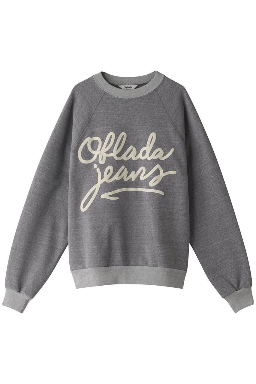 【オブラダ/Oblada】のロゴプリントスウェットプルオーバー インテリア・キッズ・メンズ・レディースファッション・服の通販 founy(ファニー) 　ファッション　Fashion　レディースファッション　WOMEN　トップス・カットソー　Tops/Tshirt　シャツ/ブラウス　Shirts/Blouses　パーカ　Sweats　ロング / Tシャツ　T-Shirts　プルオーバー　Pullover　スウェット　Sweat　カットソー　Cut and Sewn　スリーブ　Sleeve　フロント　Front　プリント　Print　ロング　Long　グレー|ID: prp329100002872721 ipo3291000000020631631