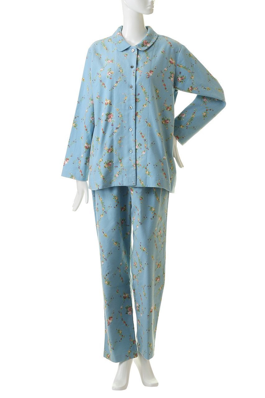 【イクコ/IKUKO】の綾ネル花柄プリント 襟付きパジャマ 人気、トレンドファッション・服の通販 founy(ファニー) 　ファッション　Fashion　レディースファッション　Fashion for Women　おすすめ　Recommended / Our Picks　セットアップ　Set-Up, Coordinated Outfit　ターバン　Turban, Headband　パジャマ　Pajamas, Sleepwear　フェミニン　Feminine, Girly　フラワー　Flower, Floral　プリント　Print, Printed Pattern　A/W・秋冬　Autumn/Winter　other-2|ID: prp329100003014149 ipo3291000000032832082