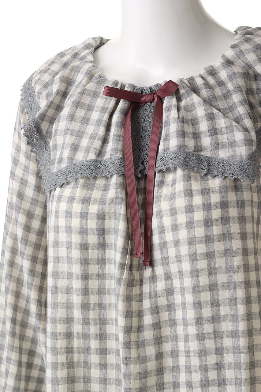 【イクコ/IKUKO / GOODS】の杢糸ダブルガーゼ ビックカラーネグリジェ 人気、トレンドファッション・服の通販 founy(ファニー) ダブル Double, Double-Breasted パジャマ Pajamas, Sleepwear リボン Ribbon, Bow レース Lace, Lace Fabric other-5|ID: prp329100003014157 ipo3291000000032832140