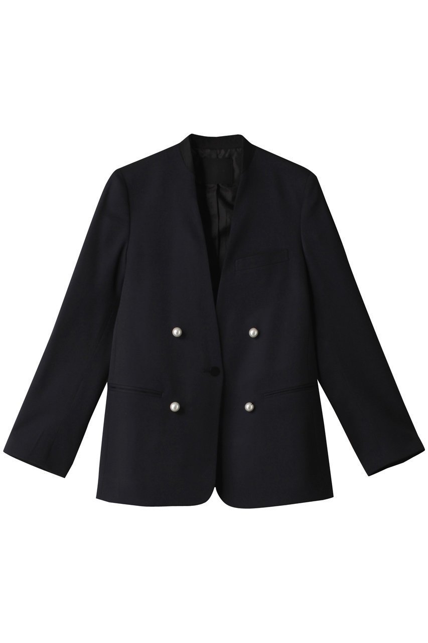 【チノ/CINOH】のBLACK FORMAL ノーカラージャケット インテリア・キッズ・メンズ・レディースファッション・服の通販 founy(ファニー) 　ファッション　Fashion　レディースファッション　Fashion for Women　アウター　Coat / Outerwear Collection　レディースジャケット・軽アウター　Jackets　ノーカラージャケット / シンプル上品コーデ　Collarless Jackets　エレガント 上品　Elegant　オケージョン　Occasion Wear　シンプル　Simple, Minimal　ジャケット　Jacket, Outerwear　パール　Pearl, Pearl Accent　フロント　Front, Front Design　マニッシュ　Mannish, Boyish　定番　Standard, Basic Item　ネイビー×パール|ID: prp329100003026933 ipo3291000000032936111