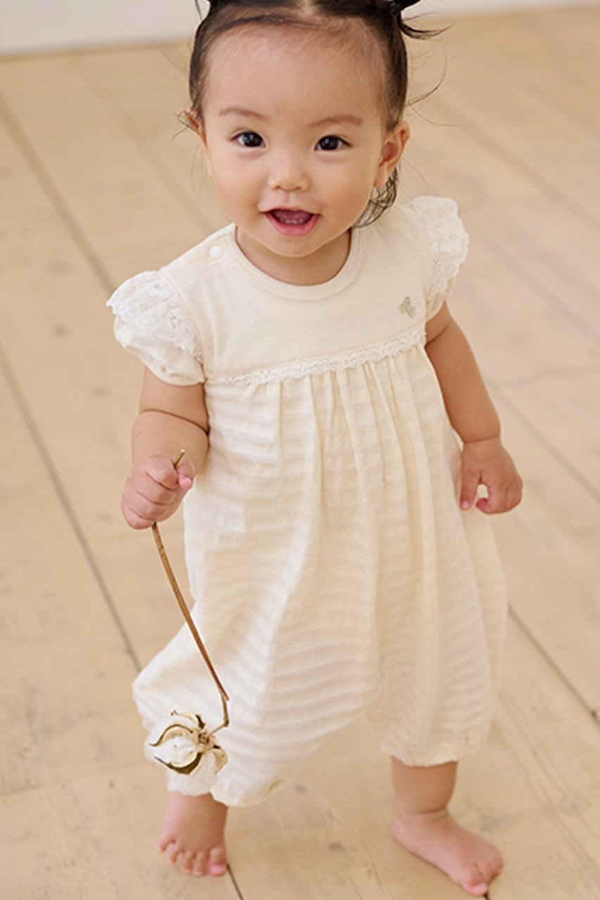 【プリスティン/PRISTINE】の【KIDSシャドウボーダーレース付きグレコ 人気、トレンドファッション・服の通販 founy(ファニー) 　ファッション　Fashion　レディースファッション　Fashion for Women　トップス・カットソー　Cut & Sew Tops　ユニセックス　Unisex, Genderless　シャドー　Shadow, Subtle Pattern　シルバー　Silver, Metallic Silver　バルーン　Balloon, Balloon Silhouette　フェミニン　Feminine, Girly　ベビー　Baby, Babywear　ボーダー　Border, Stripe　レース　Lace, Lace Fabric　半袖　Short Sleeve, Half Sleeve　other-4|ID: prp329100003029007 ipo3291000000033666321