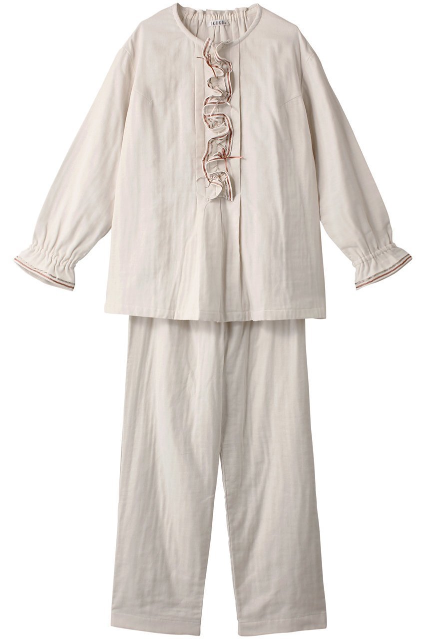 【イクコ/IKUKO】のトリプルガーゼ パジャマ インテリア・キッズ・メンズ・レディースファッション・服の通販 founy(ファニー) 　ファッション　Fashion　レディースファッション　Fashion for Women　サテン　Satin, Glossy Fabric　トリプル　Triple, Three Layers　パジャマ　Pajamas, Sleepwear　フェミニン　Feminine, Girly　フリル　Frill, Ruffle　リボン　Ribbon, Bow　サンドベージュ|ID: prp329100003031092 ipo3291000000032832170