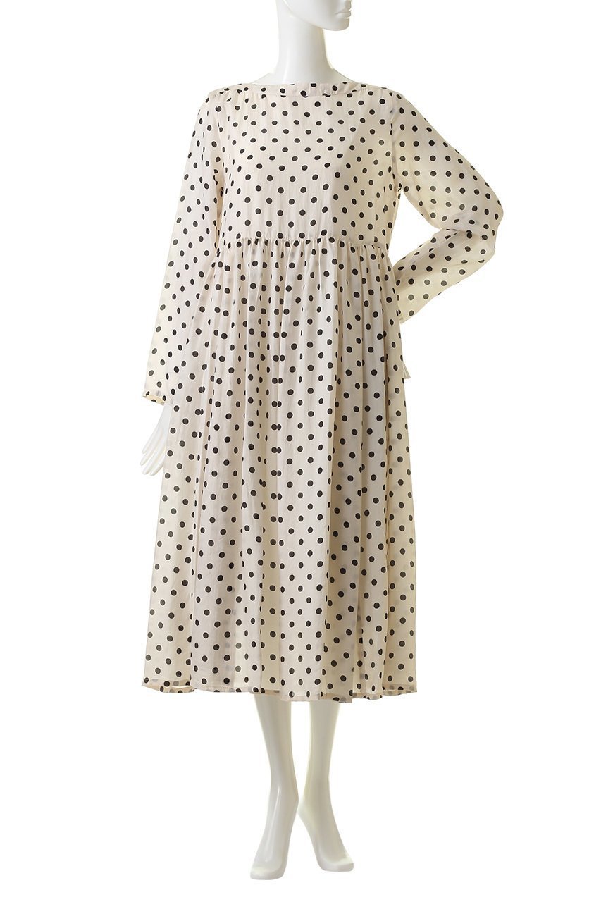 【ハウス オブ ロータス/HOUSE OF LOTUS】のシルクハブタエドットワンピース 人気、トレンドファッション・服の通販 founy(ファニー) 　ファッション　Fashion　レディースファッション　Fashion for Women　ワンピース　Dresses　チュニック　Tunic Tops & Dresses　おすすめ　Recommended / Our Picks　エレガント 上品　Elegant　カーディガン　Cardigan, Knitwear　ギャザー　Gathered, Ruffled　シルク　Silk, 100% Silk　シンプル　Simple, Minimal　チュニック　Tunic, Long Top　ドット　Polka Dot, Dot Pattern　フレア　Flare, Flared　プリント　Print, Printed Pattern　モノトーン　Monotone, Black and White　リュクス　Luxury, Elegant, High-End, Chic　other-2|ID: prp329100003033624 ipo3291000000032903240