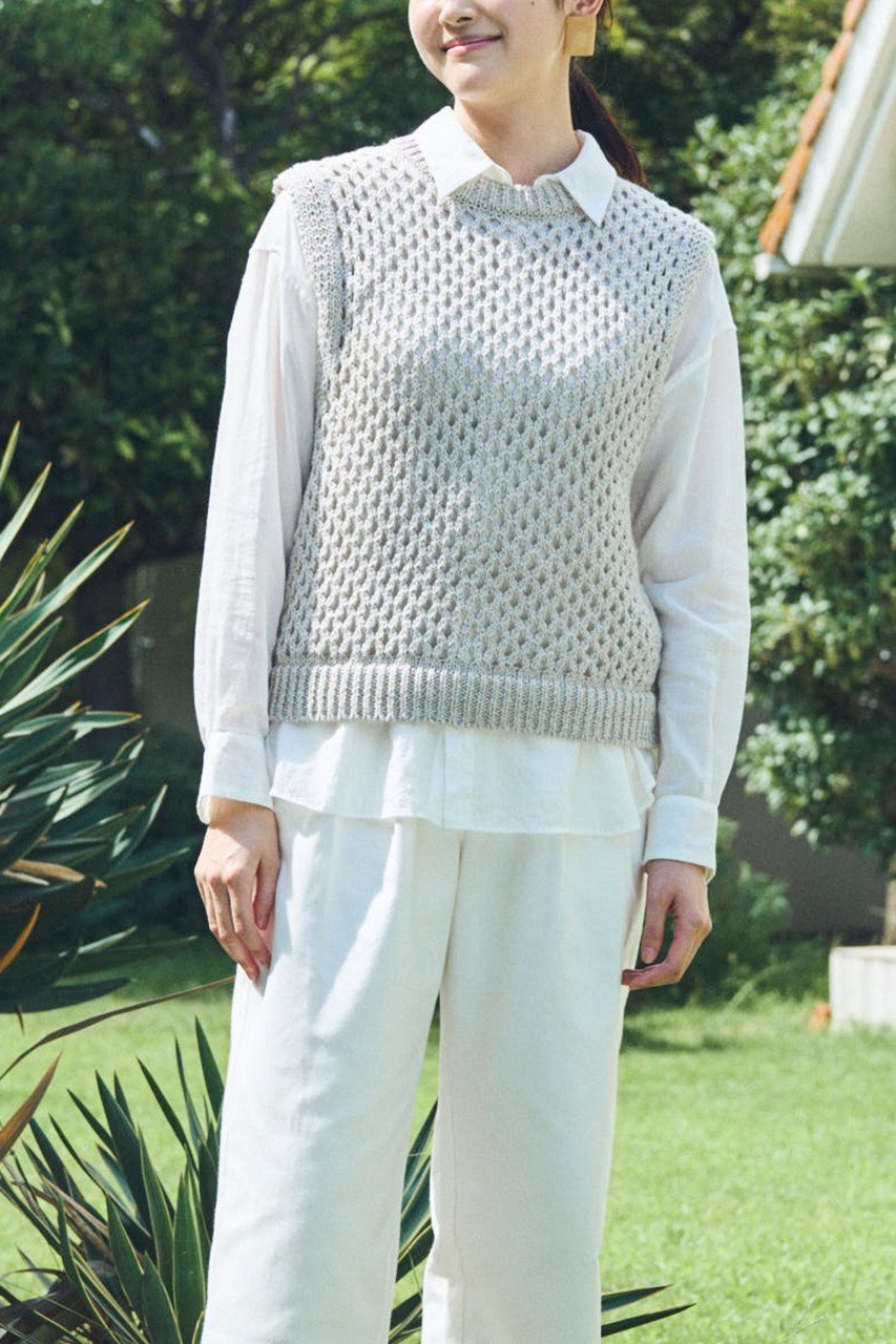 【プリスティン/PRISTINE】のCLYメッシュ編みベスト 人気、トレンドファッション・服の通販 founy(ファニー) 　ファッション　Fashion　レディースファッション　Fashion for Women　トップス・カットソー　Cut & Sew Tops　ニット　Knit Tops & Sweaters　ベスト&ジレ / 重ね着スタイル　Vests & Gilets　カジュアルプルオーバー・ニットトップス　Pullovers & Knit Tops / Casual Pullovers　シアー　Sheer, See-Through　シンプル　Simple, Minimal　ベスト　Vest, Waistcoat　メッシュ　Mesh, Net Fabric　リネン　Linen, Linen Fabric　畦　Ribbed Knit　other-6|ID: prp329100003046275 ipo3291000000036531385