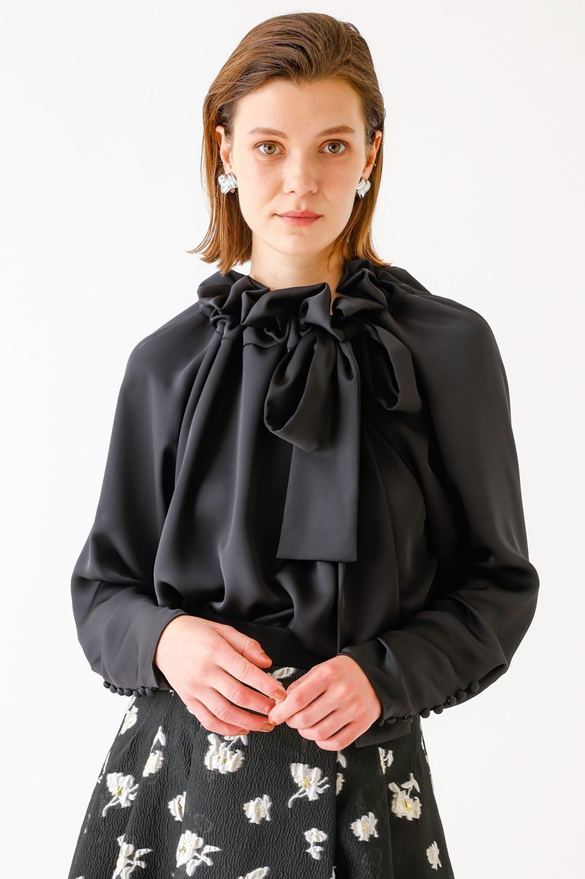 【デザイン ワークス/DESIGN WORKS】のサテンリボンブラウス 人気、トレンドファッション・服の通販 founy(ファニー) 　ファッション　Fashion　レディースファッション　Fashion for Women　トップス・カットソー　Cut & Sew Tops　シャツ・ブラウス・オフィスカジュアル　Elegant Blouses & Button-Ups　ウォッシャブル　Machine Washable　サテン　Satin, Glossy Fabric　スリーブ　Sleeve, Long Sleeve / Short Sleeve　ダブル　Double, Double-Breasted　ロング　Long, Long-Length　定番　Standard, Basic Item　長袖　Long Sleeve, Full Sleeve　other-7|ID: prp329100003053771 ipo3291000000032887833