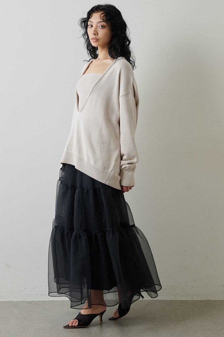 【ウィムガゼット/Whim Gazette】のオーガンジーボリュームスカート 人気、トレンドファッション・服の通販 founy(ファニー) 　ファッション　Fashion　レディースファッション　Fashion for Women　スカート　Skirts　ロングスカート　Long Skirts / Maxi & Midi Skirts　オーガンジー　Organza Fabric　スリット　Slit, Slit Detail　ティアードスカート　Tiered Skirt, Flounced Skirt　ロマンティック　Romantic, Feminine Style　ロング　Long, Long-Length　ワッシャー　Washer, Crinkled Finish　エレガント 上品　Elegant　other-8|ID: prp329100003056190 ipo3291000000033706021