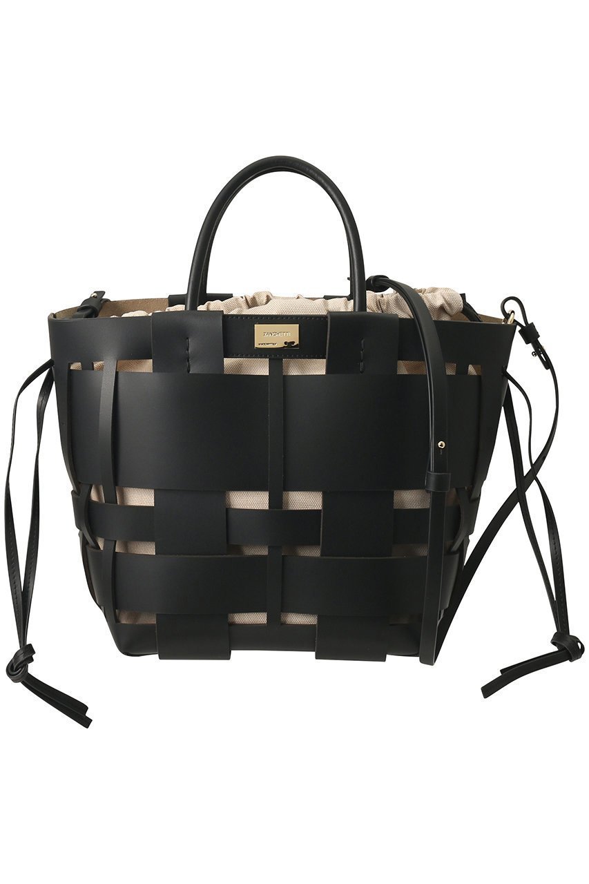 【ザンチェッティ/ZANCHETTI】のWOVEN MIDI SHOPPER インテリア・キッズ・メンズ・レディースファッション・服の通販 founy(ファニー) 　ファッション　Fashion　レディースファッション　Fashion for Women　バッグ　Bags　なめらか　Smooth, Silky Texture　ショルダー　Shoulder, Shoulder Strap　メッシュ　Mesh, Net Fabric　ラップ　Wrap, Wrap Design　ランダム　Random, Irregular　エレガント 上品　Elegant　ブラック|ID: prp329100003077429 ipo3291000000032797726