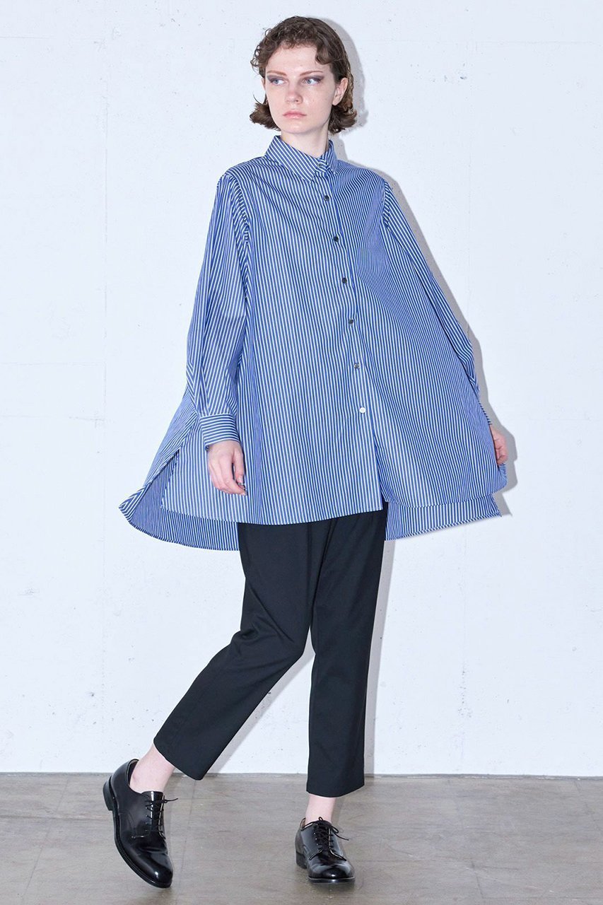 【ミディウミソリッド/MIDIUMISOLID】のスリットスリーブチュニックシャツ(ストライプ) 人気、トレンドファッション・服の通販 founy(ファニー) 　ファッション　Fashion　レディースファッション　Fashion for Women　トップス・カットソー　Cut & Sew Tops　シャツ・ブラウス・オフィスカジュアル　Elegant Blouses & Button-Ups　ストライプ　Stripe, Striped Pattern　スリット　Slit, Slit Detail　スリーブ　Sleeve, Long Sleeve / Short Sleeve　ロング　Long, Long-Length　エレガント 上品　Elegant　長袖　Long Sleeve, Full Sleeve　other-7|ID: prp329100003080068 ipo3291000000035489466