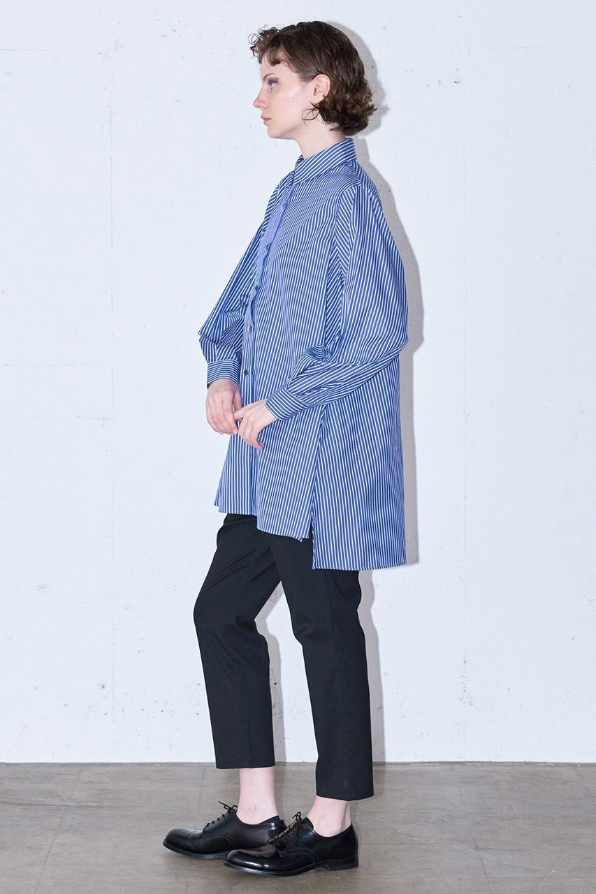 【ミディウミソリッド/MIDIUMISOLID】のスリットスリーブチュニックシャツ(ストライプ) 人気、トレンドファッション・服の通販 founy(ファニー) 　ファッション　Fashion　レディースファッション　Fashion for Women　トップス・カットソー　Cut & Sew Tops　シャツ・ブラウス・オフィスカジュアル　Elegant Blouses & Button-Ups　ストライプ　Stripe, Striped Pattern　スリット　Slit, Slit Detail　スリーブ　Sleeve, Long Sleeve / Short Sleeve　ロング　Long, Long-Length　エレガント 上品　Elegant　長袖　Long Sleeve, Full Sleeve　other-8|ID: prp329100003080068 ipo3291000000035489467